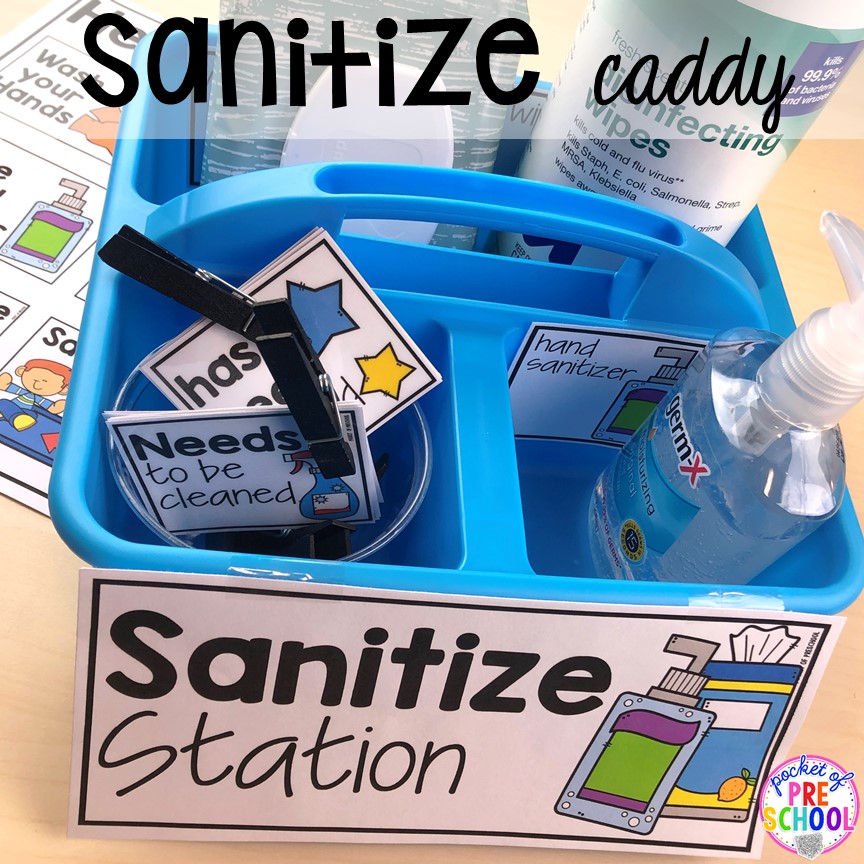 Sanitize cuddy hack plus more Lakeshore organization hacks for preschool and prek. #teacherhack #preschool #prek