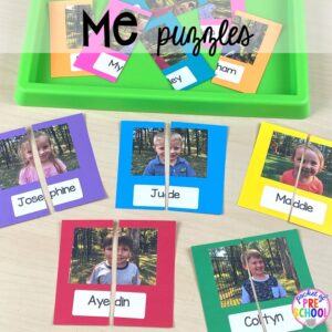 Me puzzles plus tons of all about me activities for back to school. Perfect for preschool, pre-k, or kindergarten. #allaboutme #diversity #backtoschool