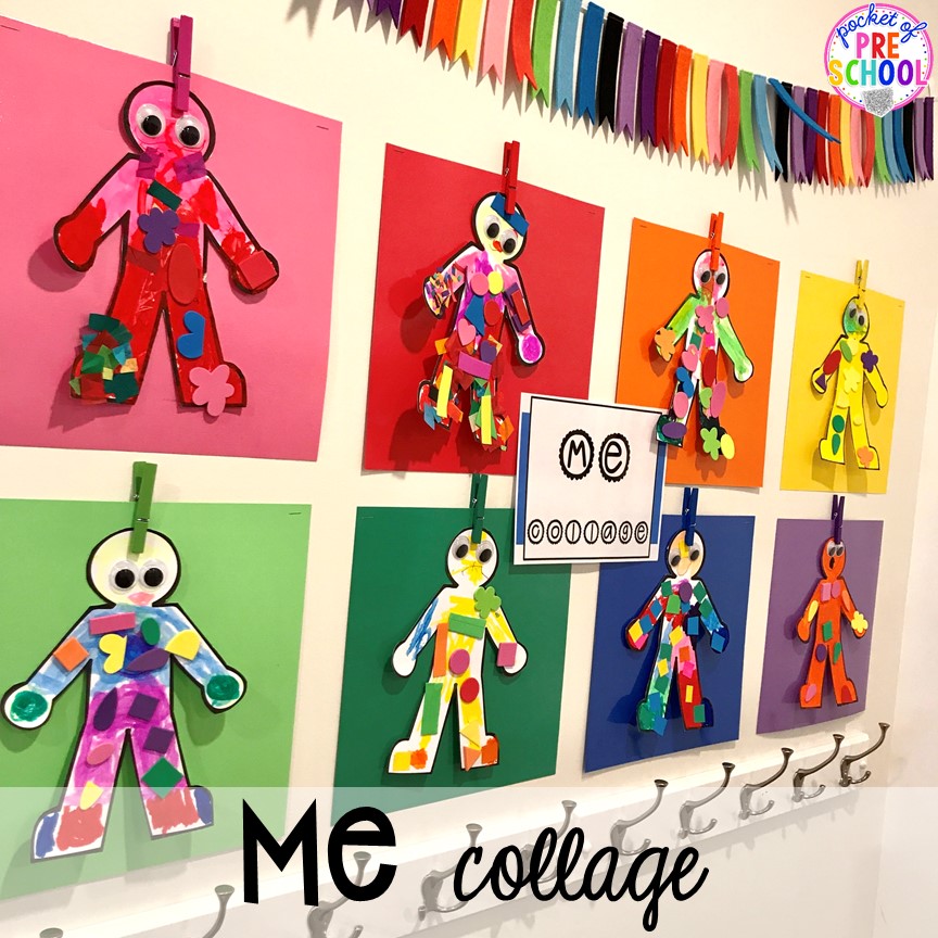 Me collage plus tons of all about me activities for back to school. Perfect for preschool, pre-k, or kindergarten. #allaboutme #diversity #backtoschool