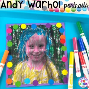 Andy Warhol self-portraits plus tons of all about me activities for back to school. Perfect for preschool, pre-k, or kindergarten. #allaboutme #diversity #backtoschool