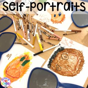 Self-portraits plus tons of All about me activities for back to school. Perfect for preschool, pre-k, or kindergarten. #allaboutme #diversity #backtoschool