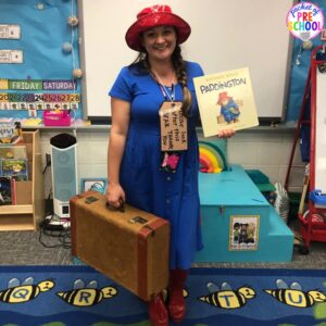 Paddington Halloween costume plus 25 more adorable and easy Halloween costumes for teachers. #preschool #prek #kindergarten #teachercostume #Halloweenteachercostumes