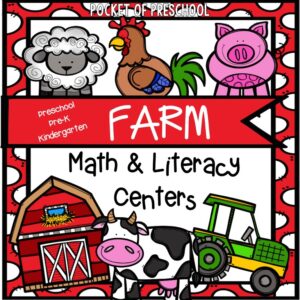 Farm math and literacy centers for preschool, pre-k, and kindergarten students