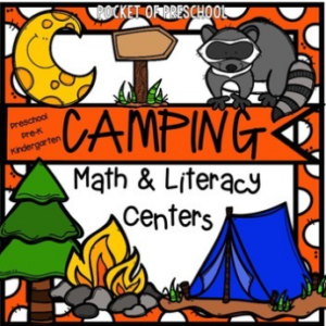 Camping math and literacy centers for preschool, pre-k, and kindergarten students