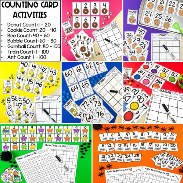 Learn about the numbers to 100 with this printable math unit designed for preschool, pre-k, and kindergarten students.