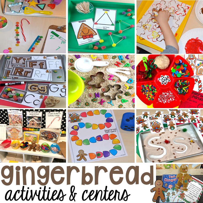 Gingerbread activities and centers for preschool, pre-k, and kindergarten students. 