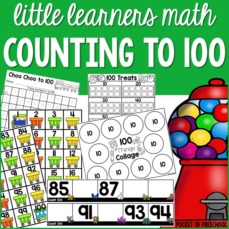 Little Learners Math Counting to 100 unit designed for preschool, pre-k, or kindergarten students