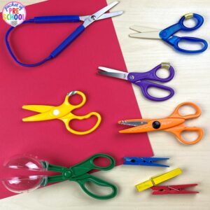 Scissors and tools to practice scissor skills.