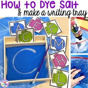 How to make a writing tray with salt! Perfect for preschool, pre-k, and kindergarten.