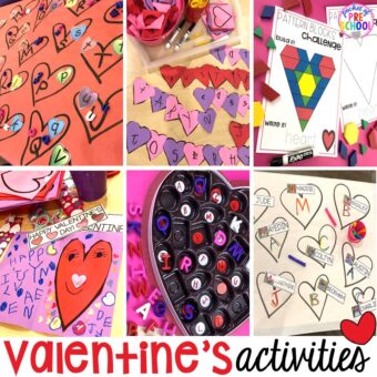 Valentine's Day activities (letters, writing, counting, shapes, sensory, fine motor)for preschool, pre-k, and kindergarten. #preschool #prek #valentinesday