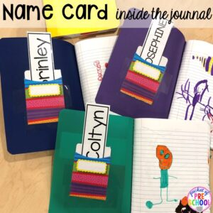 Name card hack! All about fine motor journals: how to implement, supplies, and tons of ideas! Use in preschool, pre-k, and kindergarten classrooms. #finemotorjournals #preschool #prek