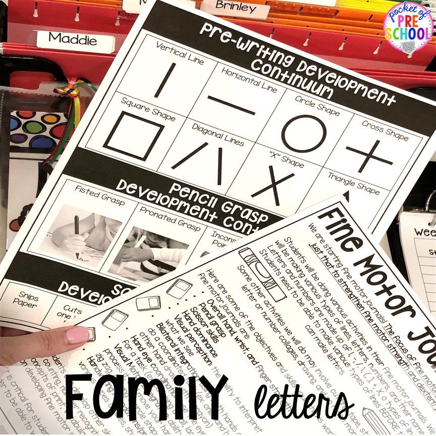 Fine motor journal parent letter All about fine motor journals: how to implement, supplies, and tons of ideas! Use in preschool, pre-k, and kindergarten classrooms. #finemotorjournals #preschool #prek