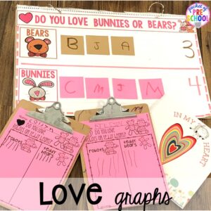 Love graphs! Valentine's Day activities (letters, writing, counting, shapes, sensory, fine motor)for preschool, pre-k, and kindergarten. #preschool #prek #valentinesday