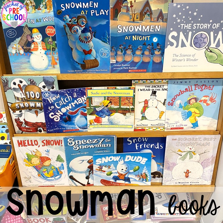 Snowman books plus tons of snowman themed activities for preschool, pre-k, and kindergarten. #snowmantheme #wintertheme