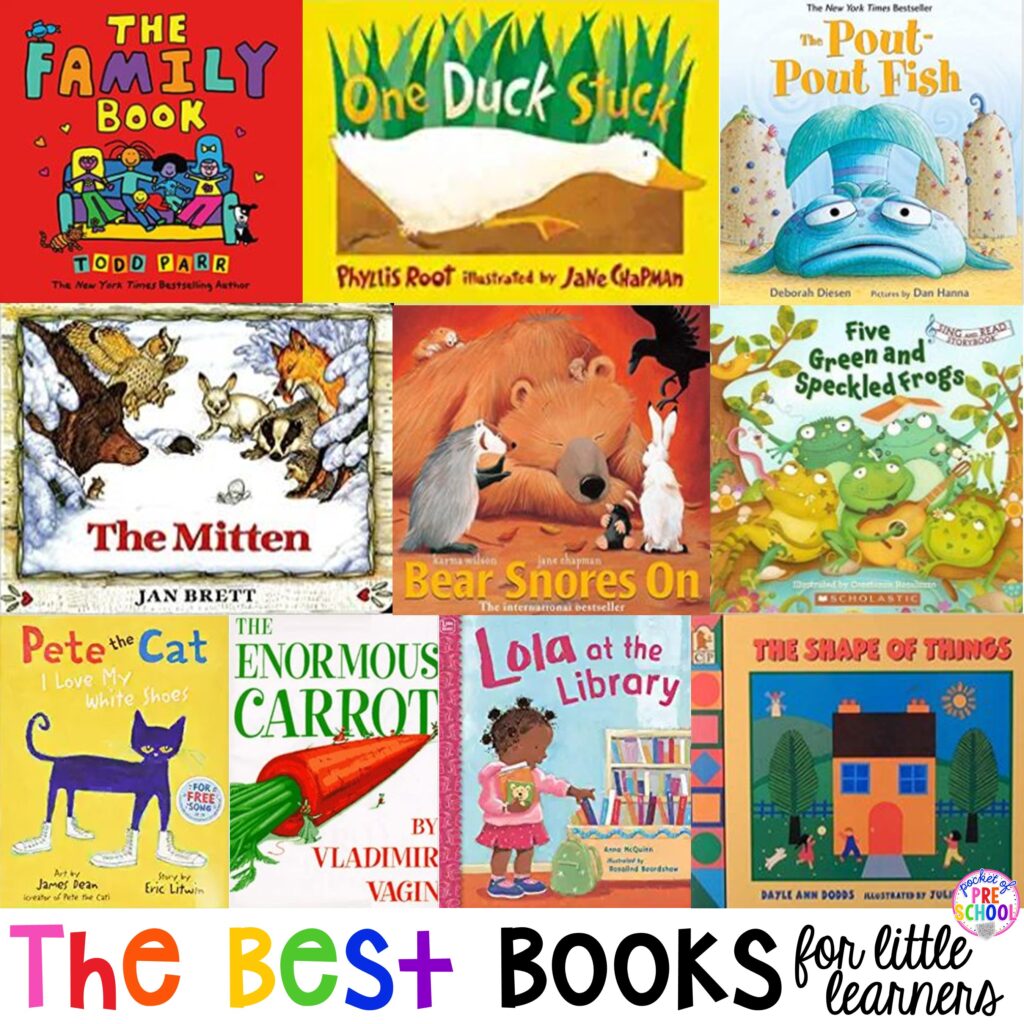 The best books for preschool, pre-k, and kindergarten. The perfect resources to fill your classroom library with great titles for little learners. #childrensbooklist #booklist #bestbookspreschool #bestbooksprek #bestbookskindergarten