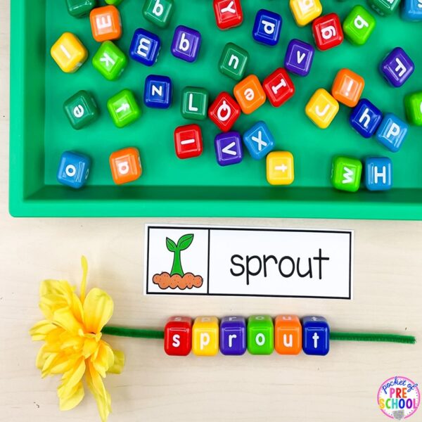 Have a plant theme in your preschool, pre-k, or kindergarten classroom while learning math and literacy skills.