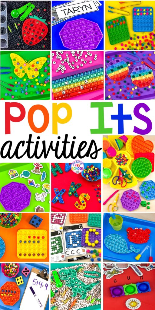 15 Pop It activities for sneak in math, literacy, and fine motor into their PLAY for preschool, pre-k, and kindergarten! #preschool #prek #kindergarten #popit