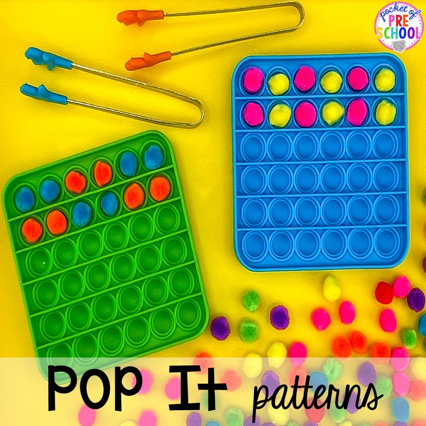 A pop it pattern activity for preschool, pre-k, and kindergarten! #preschool #prek #kindergarten #popit