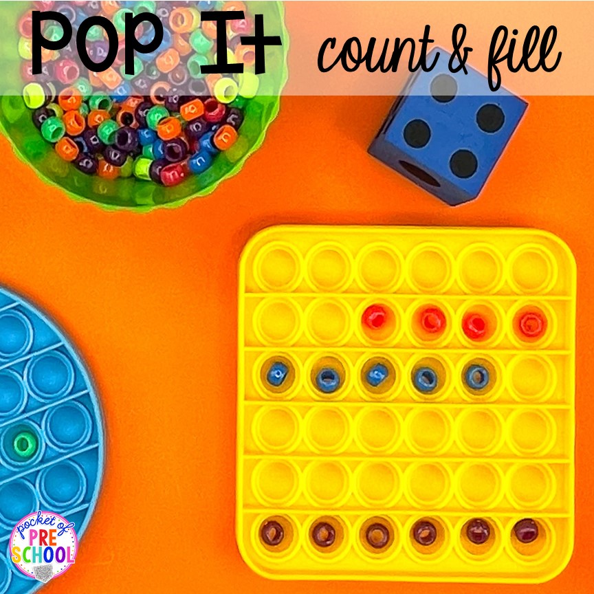 A pop it fun counting game for preschool, pre-k, and kindergarten! #preschool #prek #kindergarten #popit