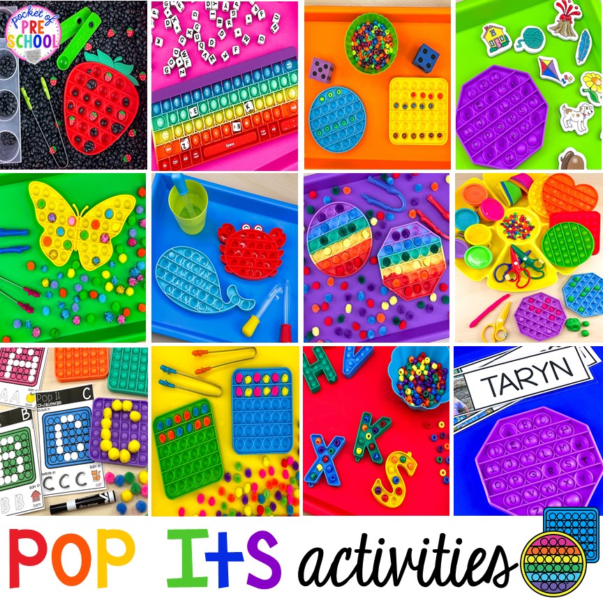 15 Pop It activities for sneak in math, literacy, and fine motor into their PLAY for preschool, pre-k, and kindergarten! #preschool #prek #kindergarten #popit