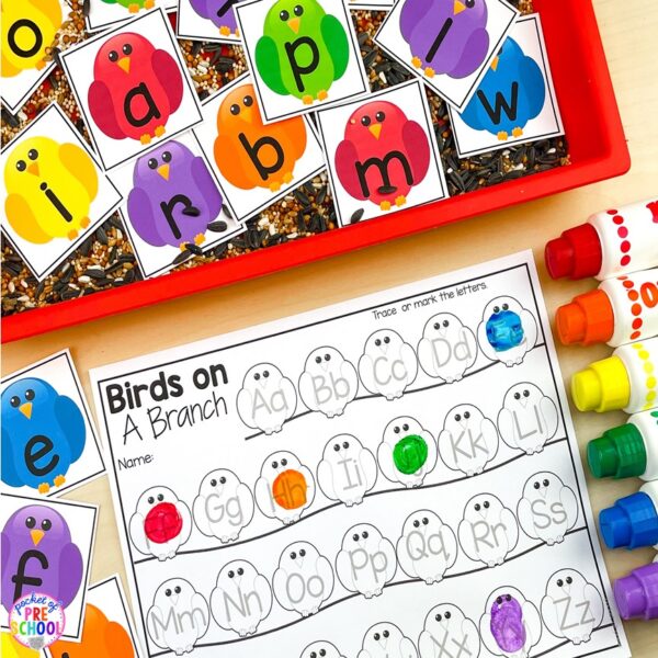 Have a bird theme in your preschool, pre-k, or kindergarten classroom while learning math and literacy skills.