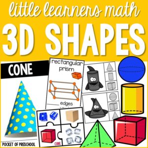 Learn about 3d shapes with this complete math unit designed for preschool, pre-k, and kindergarten students.