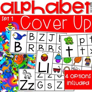 Alphabet cover up set 1 for a fun way to practice letters and beginning sounds with preschool, pre-k, and kindergarten students.