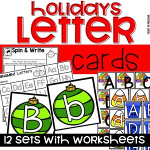 Alphabet cards with a holiday twist for a fun way to practice letters with preschool, pre-k, and kindergarten students.