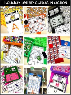 Holiday letter cards to expose and engage your preschool, pre-k, or kindergarten students to the alphabet.