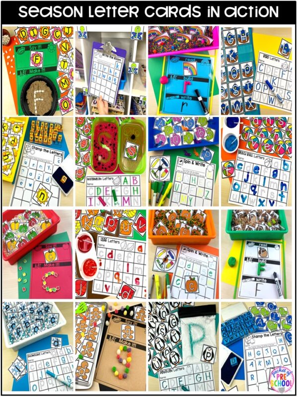 Seasonal letter cards to expose and engage your preschool, pre-k, or kindergarten students to the alphabet.
