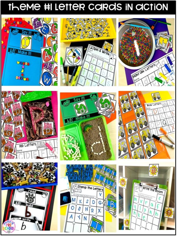 Themed letter cards to expose and engage your preschool, pre-k, or kindergarten students to the alphabet.