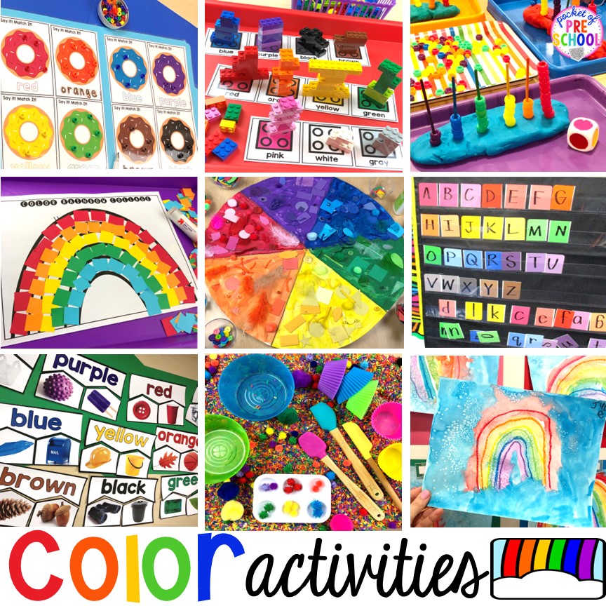 Color activities for preschool, pre-k, and toddlers too. Fun color activities for art, sensory, letters, math, fine motor, science and more! 