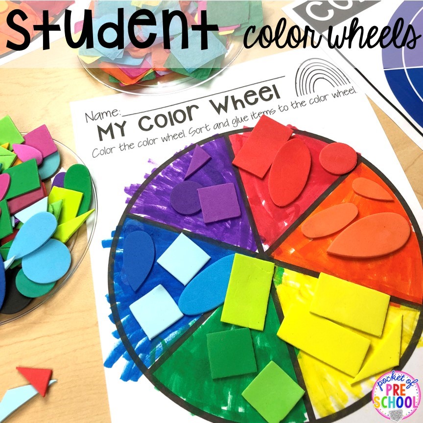 Student color wheels printable. Plus more fun color mixing activities for the art center, science center, and small group! Your preschool, pre-k, and kindergarten students will LOVE exploring primary and secondary colors and practice various science skills as they explore.