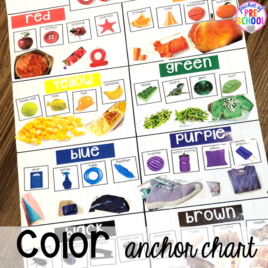 Make a giant color anchor chart to sort pictures by color. Plus more fun color mixing activities for the art center, science center, and small group! Your preschool, pre-k, and kindergarten students will LOVE exploring primary and secondary colors and practice various science skills as they explore.