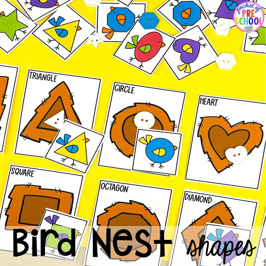 Bird nest shape puzzles plus tons of Bird activities (literacy, math, fine motor, science) and FREE bird play dough mats perfect for preschool, pre-k, and kindergarten.