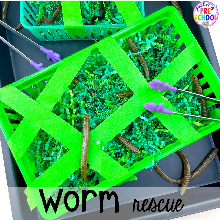 Rescue the worms fine motor activity plus tons of Bird activities (literacy, math, fine motor, science) and FREE bird play dough mats perfect for preschool, pre-k, and kindergarten.