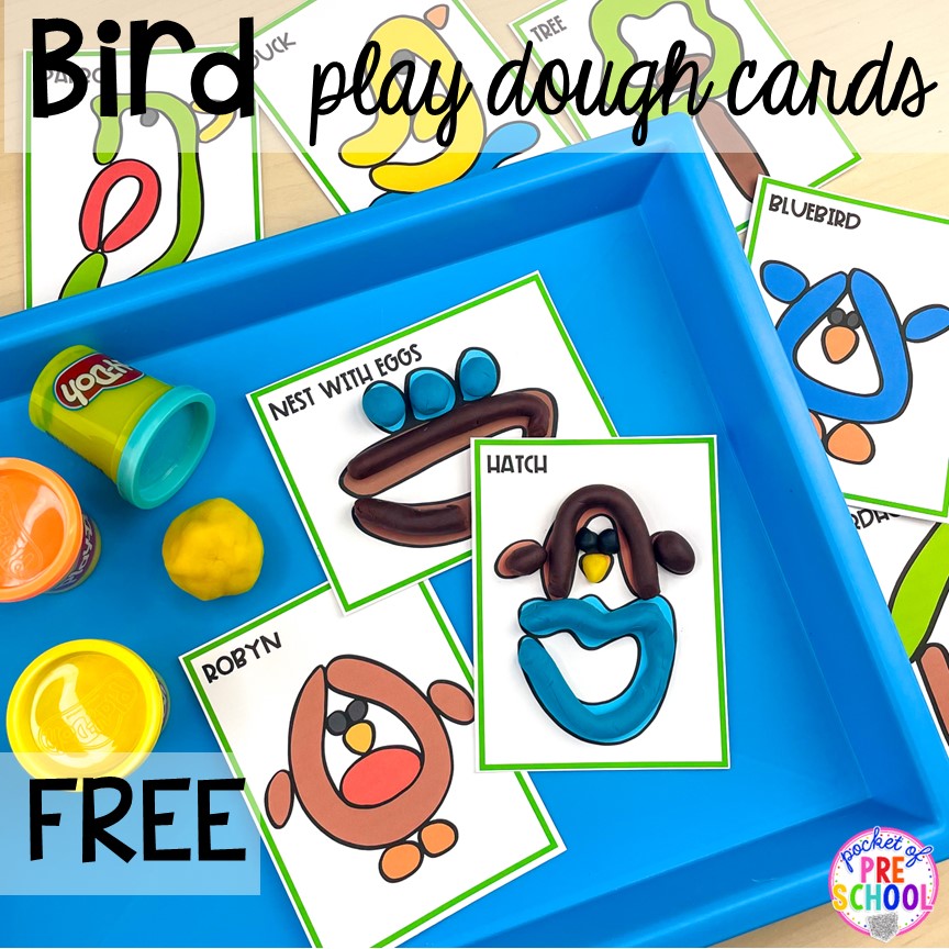 FREE Bird playdough mats printables plus tons of Bird activities (literacy, math, fine motor, science) perfect for preschool, pre-k, and kindergarten.