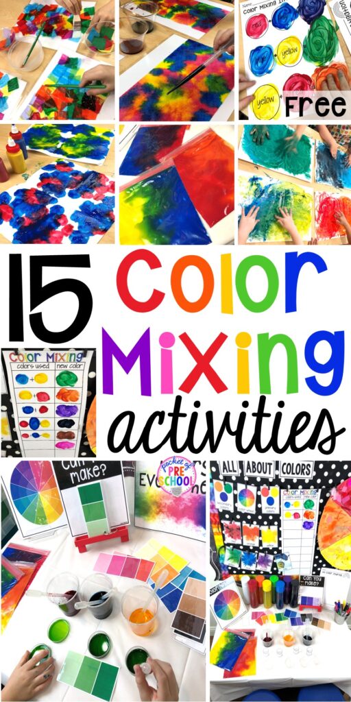 Fun color mixing activities for the art center, science center, and small group! Your preschool, pre-k, and kindergarten students will LOVE exploring primary and secondary colors and practice various science skills as they explore.