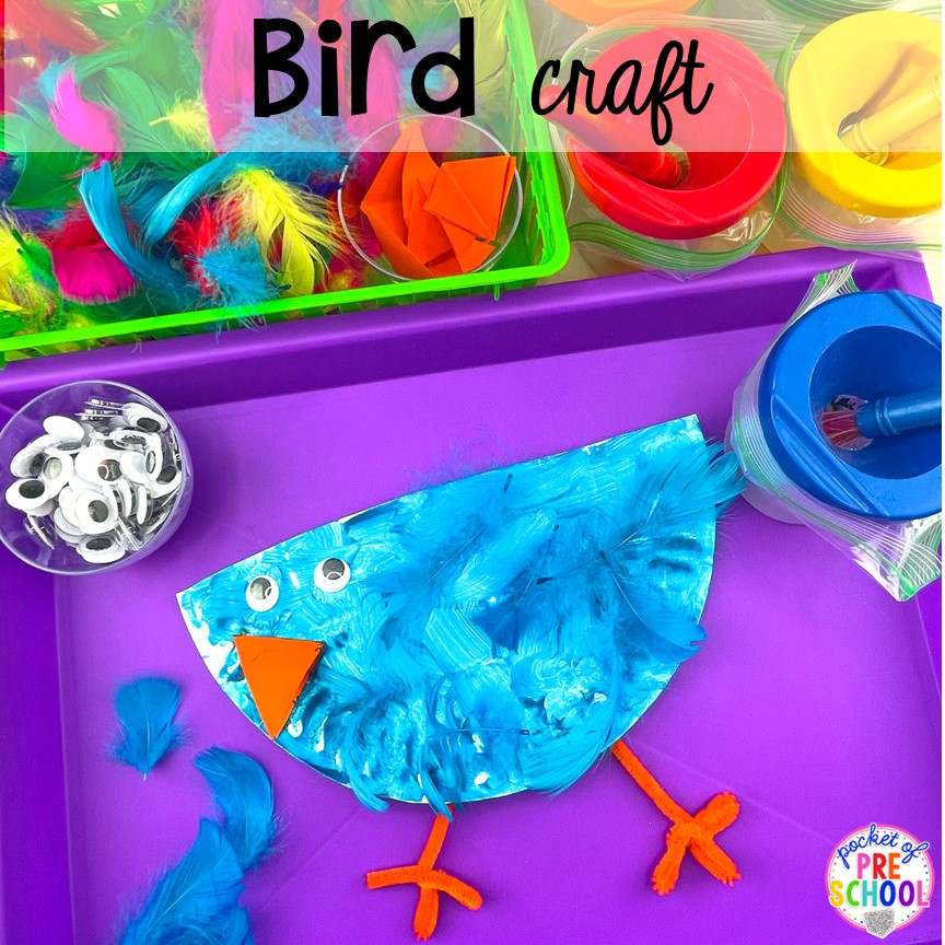 Create a cute bird craft plus tons of Bird activities (literacy, math, fine motor, science) and FREE bird play dough mats perfect for preschool, pre-k, and kindergarten.