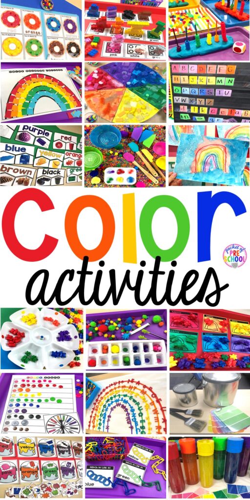Color activities for preschool, pre-k, and toddlers too. Fun color activities for art, sensory, letters, math, fine motor, science and more!