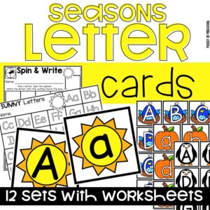 Letter cards with a seasonal theme to practice letters with preschool, pre-k, and kindergarten students.