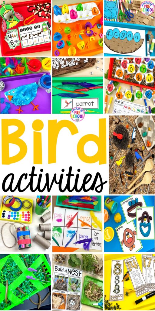 Bird activities for and FREE play dough mats for preschool, pre-k, and kindergarten students