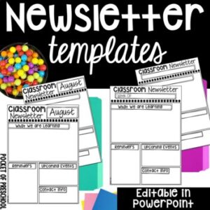Newsletter templates that are editable and easy to use for preschool, pre-k, or kindergarten classes.