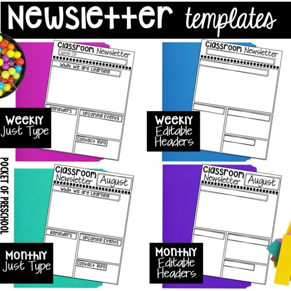 Grab these editable newsletters to make your monthly planning time easier
