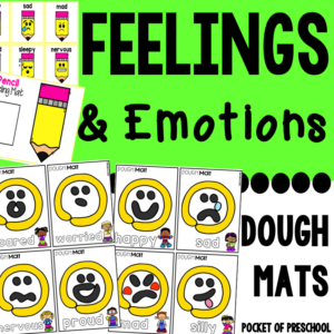 Practice feelings and emotions with play dough mats made for preschool, pre-k, or kindergarten students.