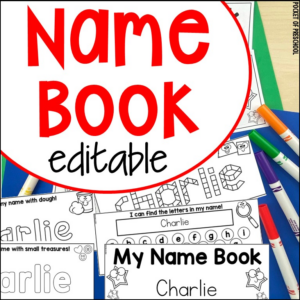 Editable name book with tons of ways to practice names in a preschool, pre-k, or kindergarten setting