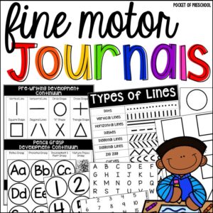 Fine Motor Journals: how to implement, supplies, and tons of ideas! Use in preschool, pre-k, and kindergarten classrooms. #finemotorjournals #preschool #prek