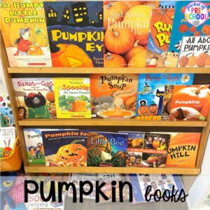 Pumpkin books! Plus tons of Pumpkin Activities - letters, math, art, sensory, fine motor, science, blocks, and more for preschool, pre-k, and kindergarten kiddos.