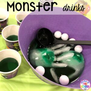 Monster drinks! 15 Classroom Halloween Party Ideas for preschool to 2nd grade! Halloween party games, snacks, and helpful tips.