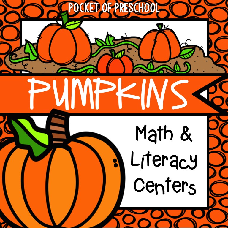 Pumpkin Math & Literacy Centers for preschool, pre-k, and kindergarten students. 